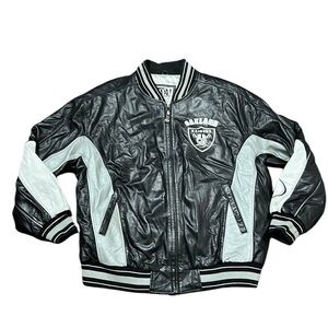 Vintage Oakland Raiders Carl Banks G-iii Leather Jacket Size XXL
